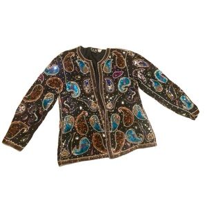 1980s vintage maximalist heavily embellished sequin jacket by r&n fashions